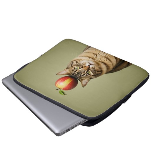 Cat Apple Laptopschutzhülle (Vorne Knopf)