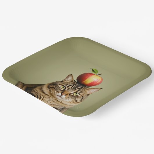 Cat Apple Pappteller (Gewinkelt)