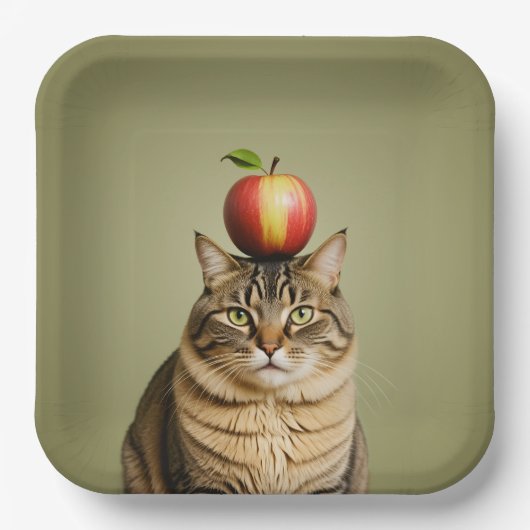 Cat Apple Pappteller (Vorderseite)