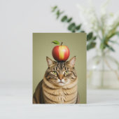 Cat Apple Postkarte (Stehend Vorderseite)