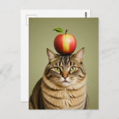Cat Apple Postkarte (Vorne/Hinten)