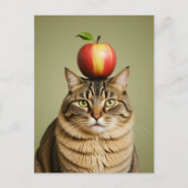 Cat Apple Postkarte (Vorderseite)