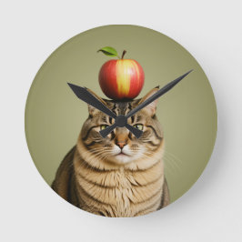 Cat Apple Runde Wanduhr