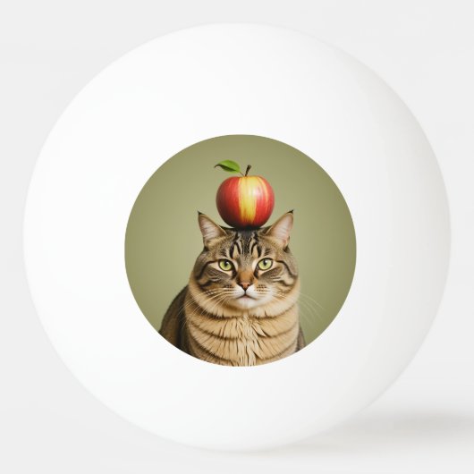 Cat Apple Tischtennisball (Vorderseite)