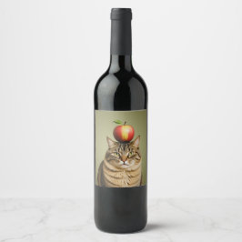 Cat Apple Weinetikett