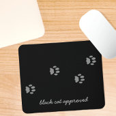 Cat Approved Gray Paw Prints Black Mouse Pad Mousepad