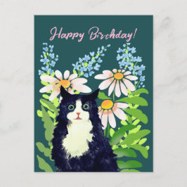 Cat Aquarell Glückwunsch Geburtstag Feiertagspostkarte
