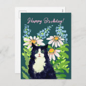Cat Aquarell Glückwunsch Geburtstag Feiertagspostkarte (Vorne/Hinten)