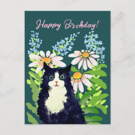 Cat Aquarell Glückwunsch Geburtstag Feiertagspostkarte