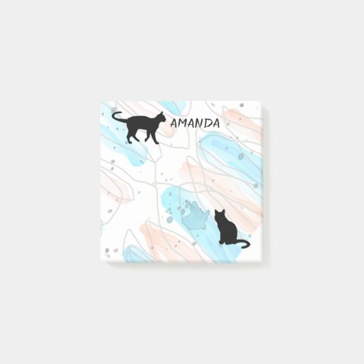 Cat-Aquarelldesign-Sonderanweisung Post-it Klebezettel (Vorderseite)