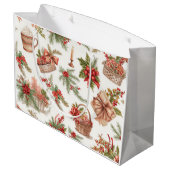 Cat arranging Winter Flowers for Christmas  Große Geschenktüte (Rückseite Schrägansicht)