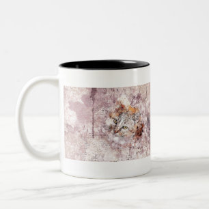 Cat Art Abstrakt Wasserfarbe Vintag Natur Zweifarbige Tasse