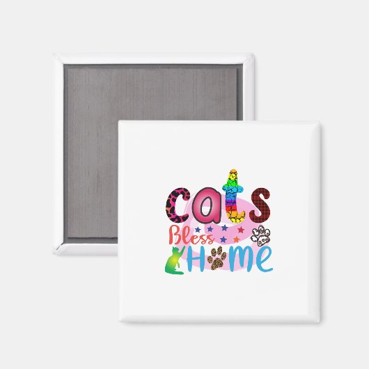 Cat Art Cats Bless Zuhause_2 Magnet (Vorderseite/Rückseite)