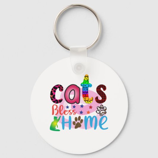 Cat Art Cats Bless Zuhause_2 Schlüsselanhänger (Vorderseite)