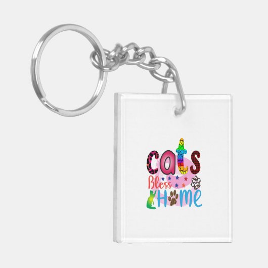 Cat Art Cats Bless Zuhause_2 Schlüsselanhänger (Vorderseite links)
