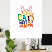 Cat Art Cats Bless Zuhause Poster (Heimbüro)