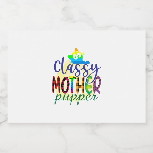 Cat Art Classy Mutter Pupper Schaumweinetikett (Einzelnes Label)
