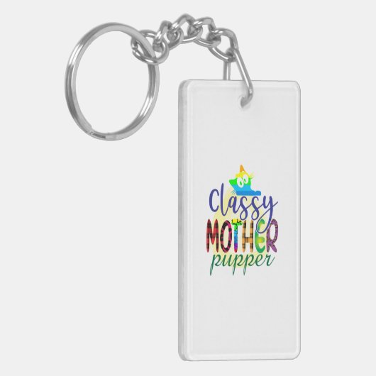 Cat Art Classy Mutter Pupper Schlüsselanhänger (Vorderseite links)