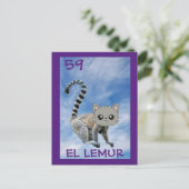 Cat Art, El Lemur, Postcard Postkarte (Stehend Vorderseite)
