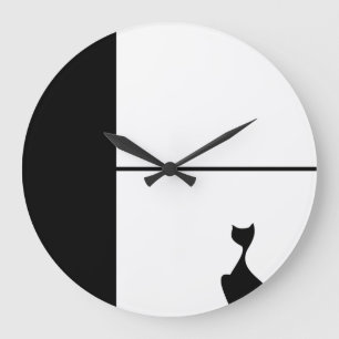 Cat Art Große Wanduhr