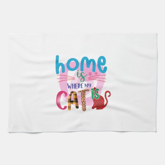 Cat Art Home Is Where My Cat Is Geschirrtuch (Horizontal)
