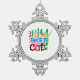 Cat Art My Lieblings Cat Schneeflocken Zinn-Ornament