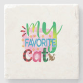 Cat Art My Lieblings Cat Steinuntersetzer (Vorderseite)
