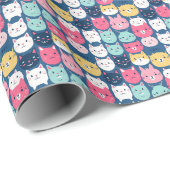 Cat Art | Niedliche Cat Faces Geschenkpapier (Rolleneckpunkt)