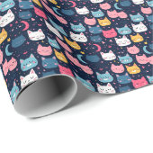Cat Art | Niedliche Cat Faces Geschenkpapier (Rolleneckpunkt)