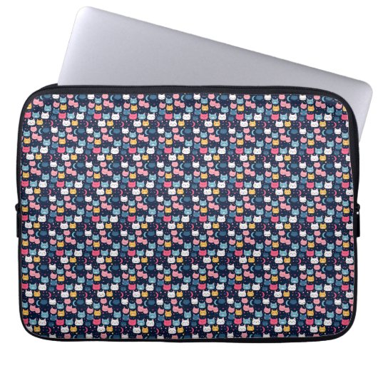 Cat Art | Niedliche Cat Faces Laptopschutzhülle (Vorderseite)