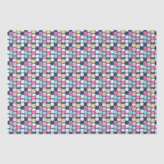 Cat Art | Niedliche Cat Faces Seidenpapier (Vorderseite)