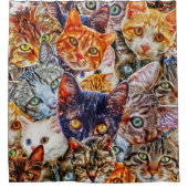 Cat Art Pattern Duschvorhang (Vorderseite)