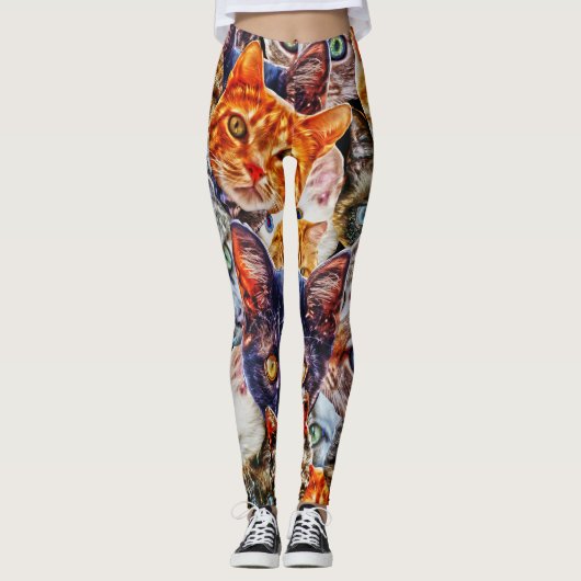 Cat Art Pattern Leggings (Vorderseite)