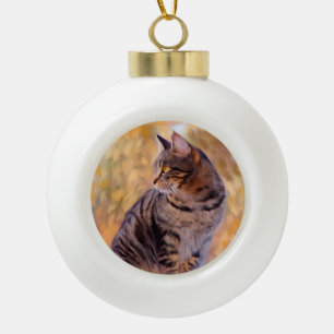 Cat Art Portrait Keramik Kugel-Ornament