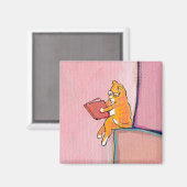 Cat art reading fun - Marmalade bevorzugt Einsamke Magnet (Vorderseite/Rückseite)