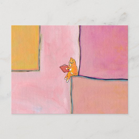 Cat art reading fun - Marmalade bevorzugt Einsamke Postkarte (Vorderseite)