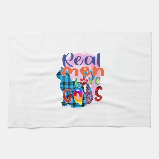 Cat Art Real Men Liebe Katzen Geschirrtuch (Horizontal)