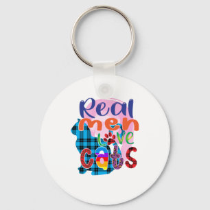 Cat Art Real Men Liebe Katzen Schlüsselanhänger