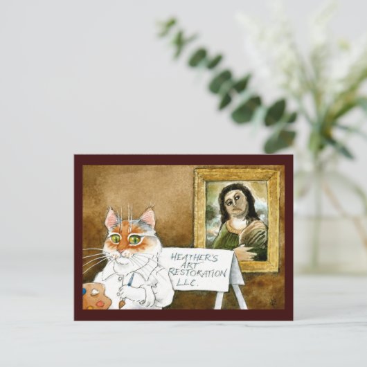 Cat Art Restauration Spanischer Fresco-Löffel Postkarte (Stehend Vorderseite)