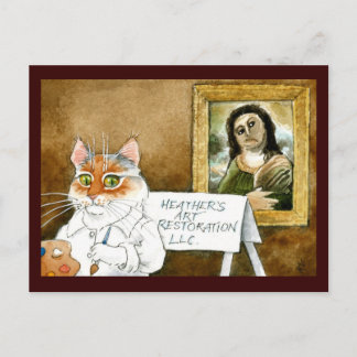 Cat Art Restauration Spanischer Fresco-Löffel Postkarte
