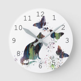 Cat Art Runde Wanduhr