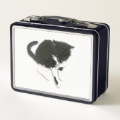 Cat Art Schwarz-weiß Kitty Metall Brotdose (Rückseite)
