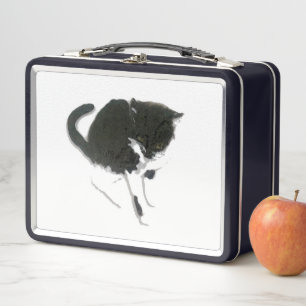 Cat Art Schwarz-weiß Kitty Metall Brotdose