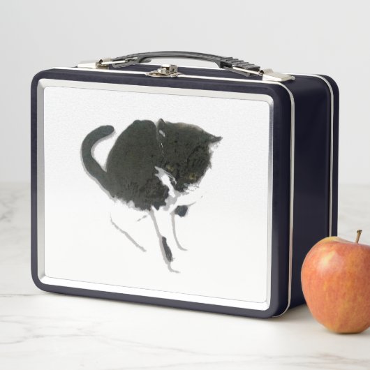 Cat Art Schwarz-weiß Kitty Metall Brotdose (Beispiel)