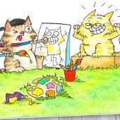 Cat Art Student Gruß Karte