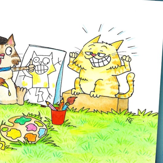 Cat Art Student Postkarte