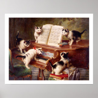 Cat Art: Vintag Art Print: The Kitten's Erwägungsg Poster