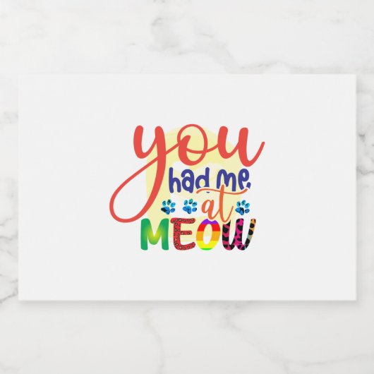 Cat Art You Had Me At Meow Schaumweinetikett (Einzelnes Label)