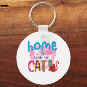 Cat Art Zuhause ist, wo meine Katze ist Schlüsselanhänger (Vorderseite)