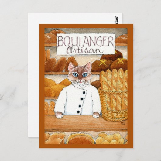 Cat Artisan Baker Bäckerei Brot Postkarte (Vorne/Hinten)